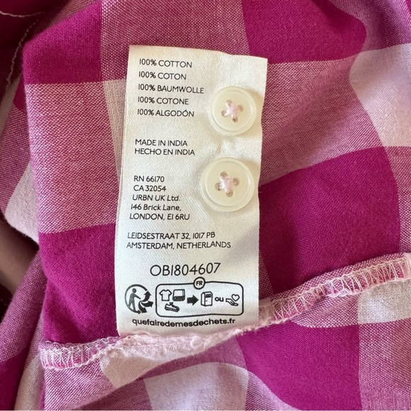 Anthropologie Maeve The Bennet Buttondown Shirt Pink Buffalo Check Size L - Picture 11 of 11